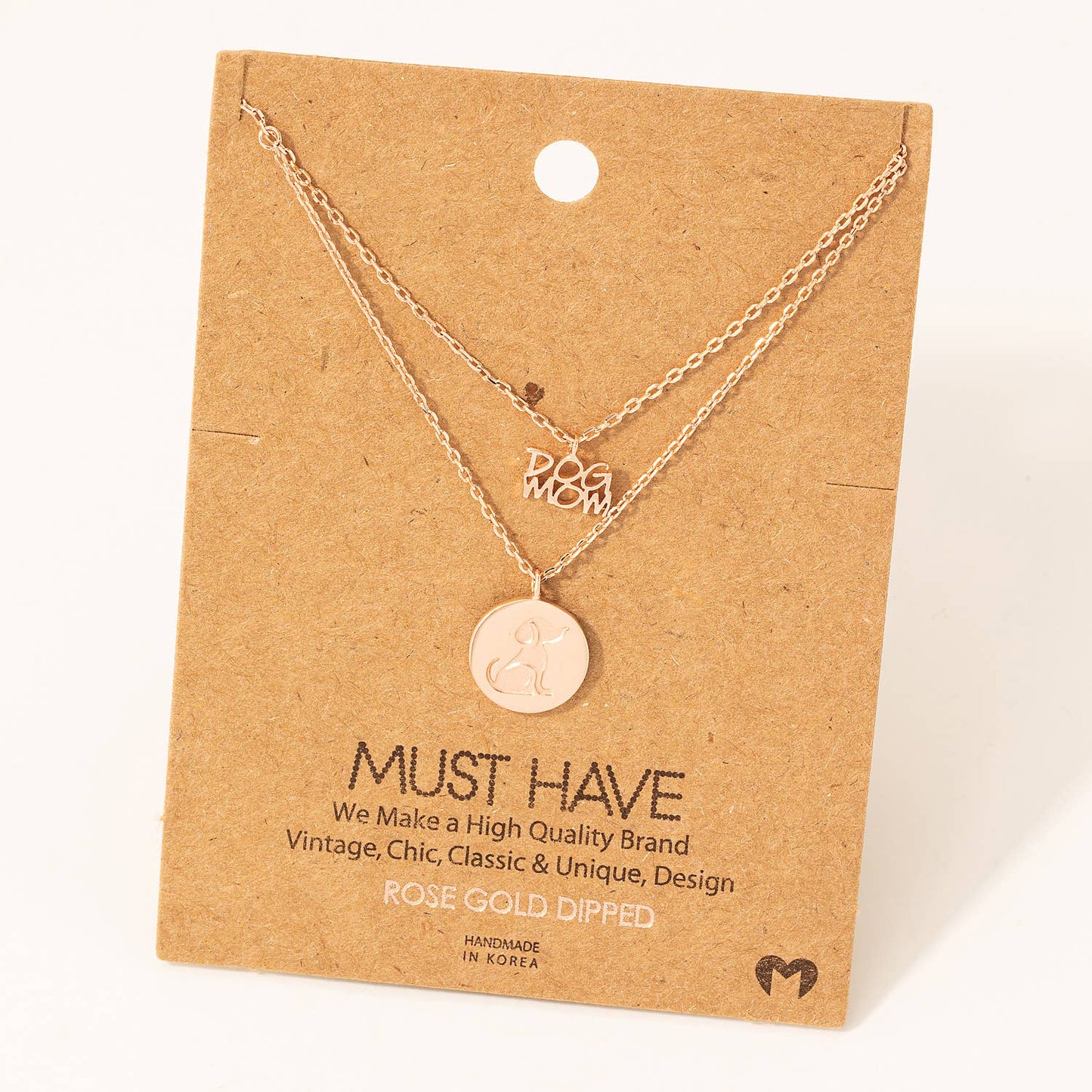 Dog Mom Coin Pendant Layered Necklace